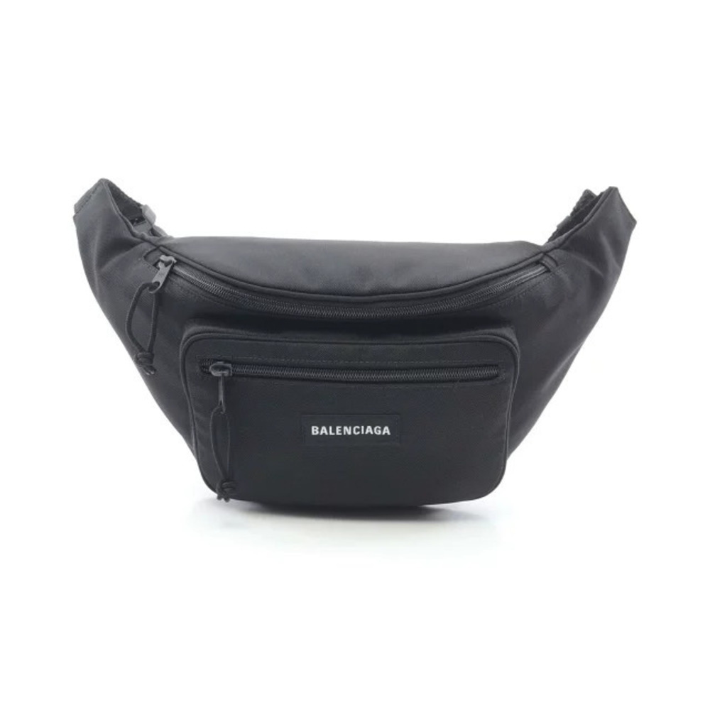 Balenciaga EXPLORER Waist Bag Body Belt Bum Crossbody Canvas Black White